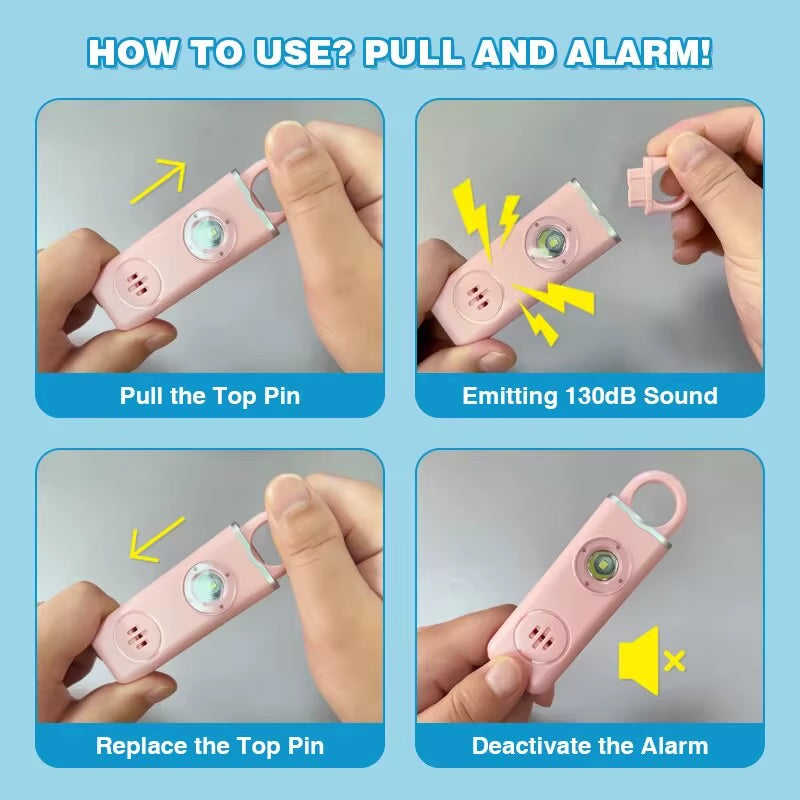 He Original Personal Safety Siren for Women - 130Db Siren, Strobe & Key Chain 3 Pop Colors AF2004 anti Robbery Call for Help